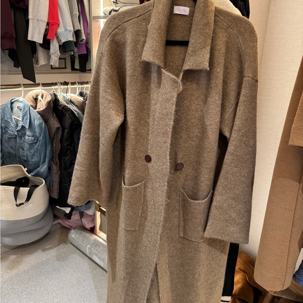 Pink Lily Brown Trench Coat